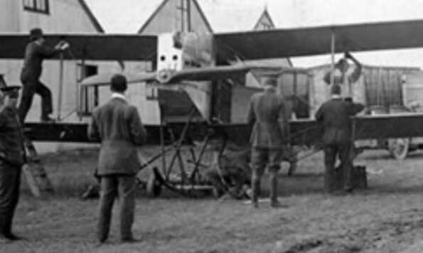 Avro biplane being readied for fight