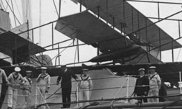 Short Biplane aboard HMS Hiberia for the Royal Review, Weymouth, May 1912