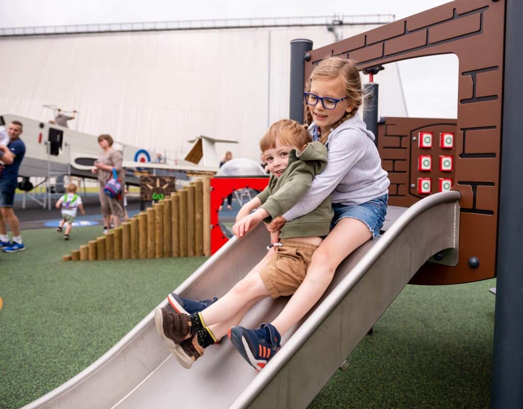 Children on a slide