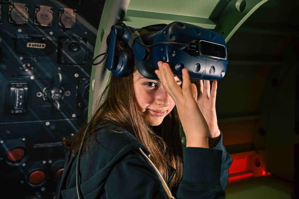 Woman using VR headset