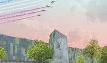 Artists impression of flypast over new Midlands Museum entrance c. 2027.