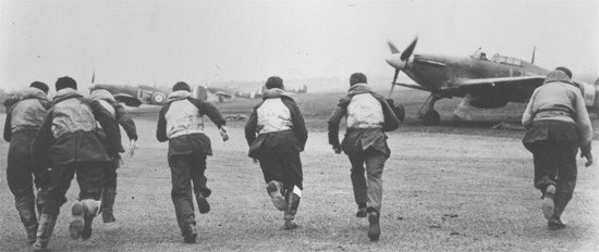 RAF Pilots Scrambling for their aircraft