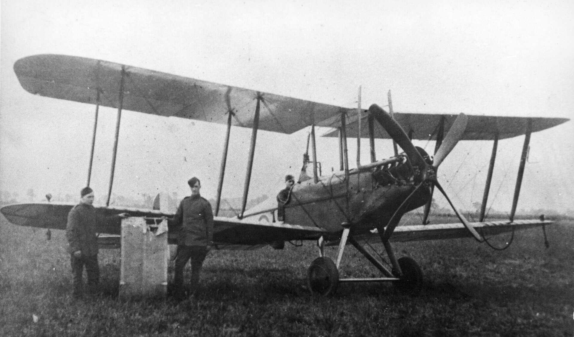 Robinson in cockpit of BE 2c, B Flight, 39 (Home Defence) Squadron, September 1916 (RAF Museum X003-2602-9668
