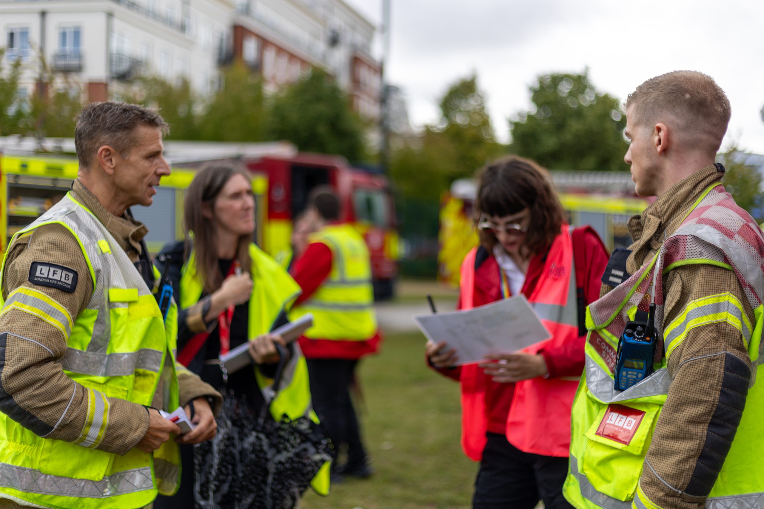 Museum Staff co-ordinating with Emergency Services. 