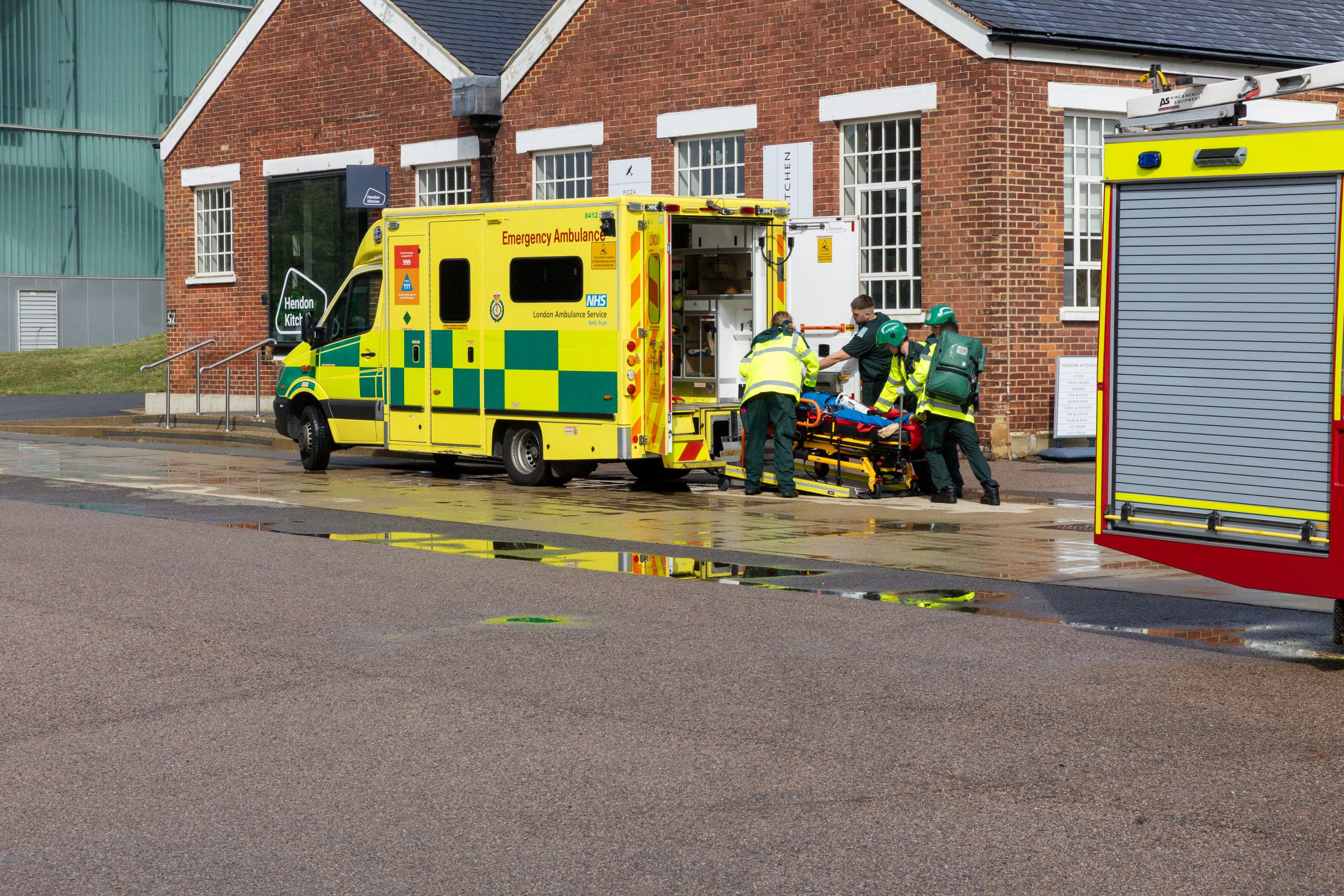 Before being taken to a local hospital for follow up treatment