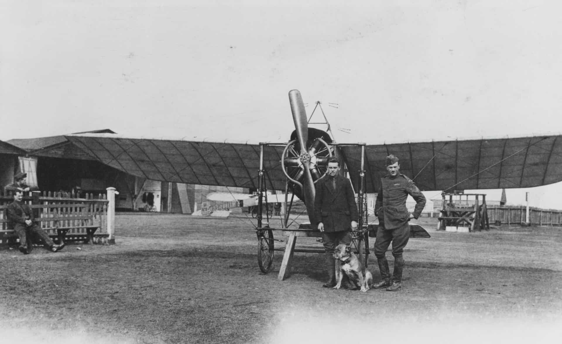 Insall and Sgt Watts, Brooklands 1915; the aircraft is a Bleriot © RAF Museum X004+7598/020)