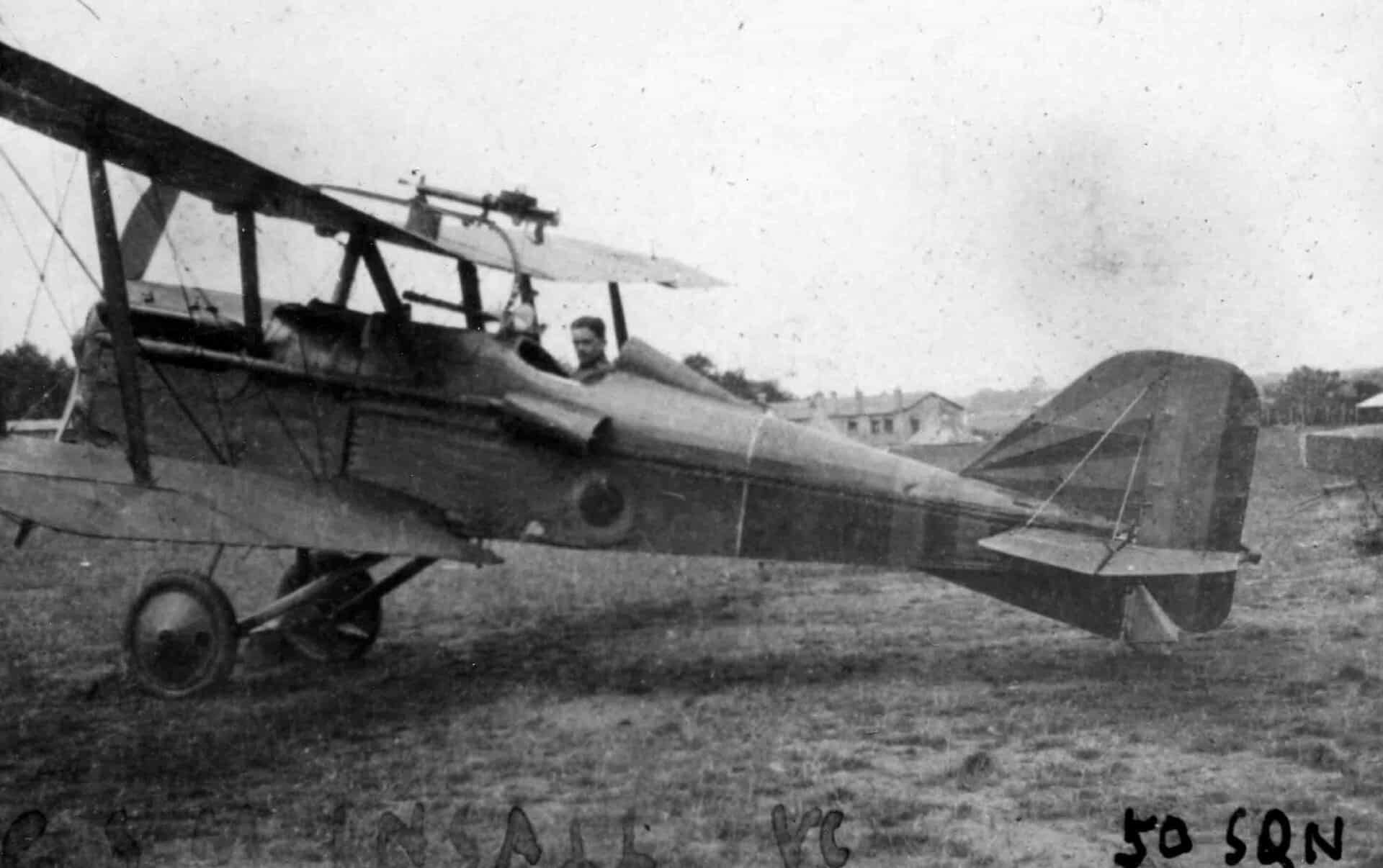 Capt Gilbert Insall VC in 50 Squadron SE5a, RAF Bekesbourne (© RAF Museum X003-2602.12077)