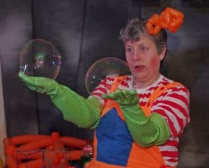 Caroline with 2 bubbles