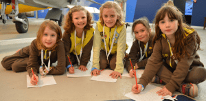 Brownies enjoying a visit to the RAF Museum