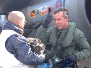 Group Captain Sean Bell after landing on HMS Invincible Image Credit: Christine Wood