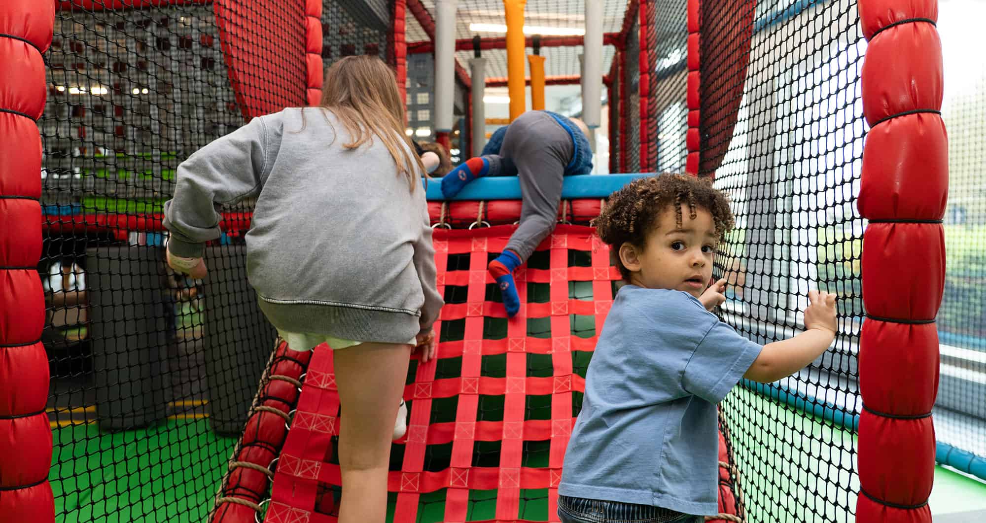 Kids Climbing onto Aeroplay soft play