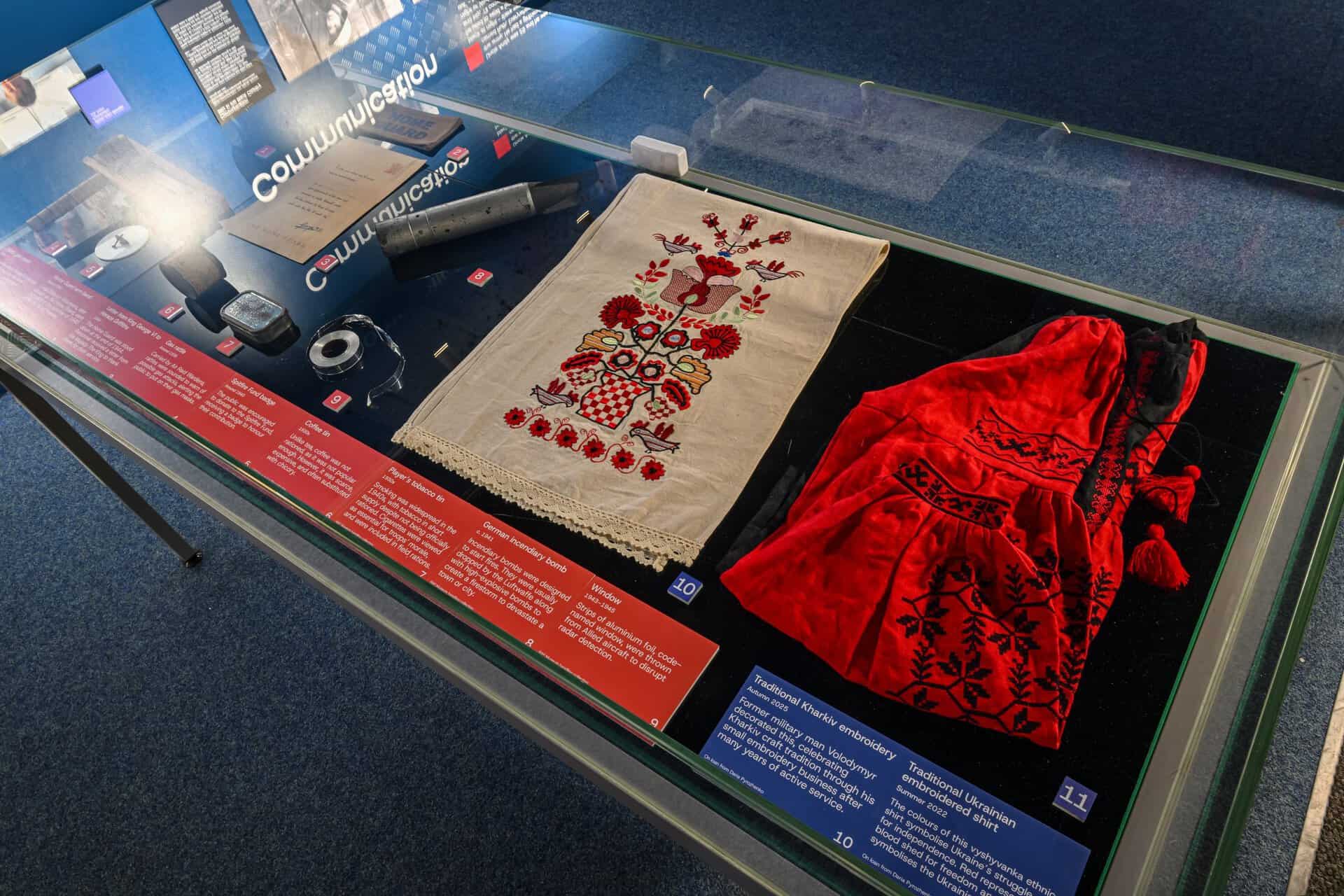 Personal artefacts from Daria and the Ukranian Community loaned to us for the exhib