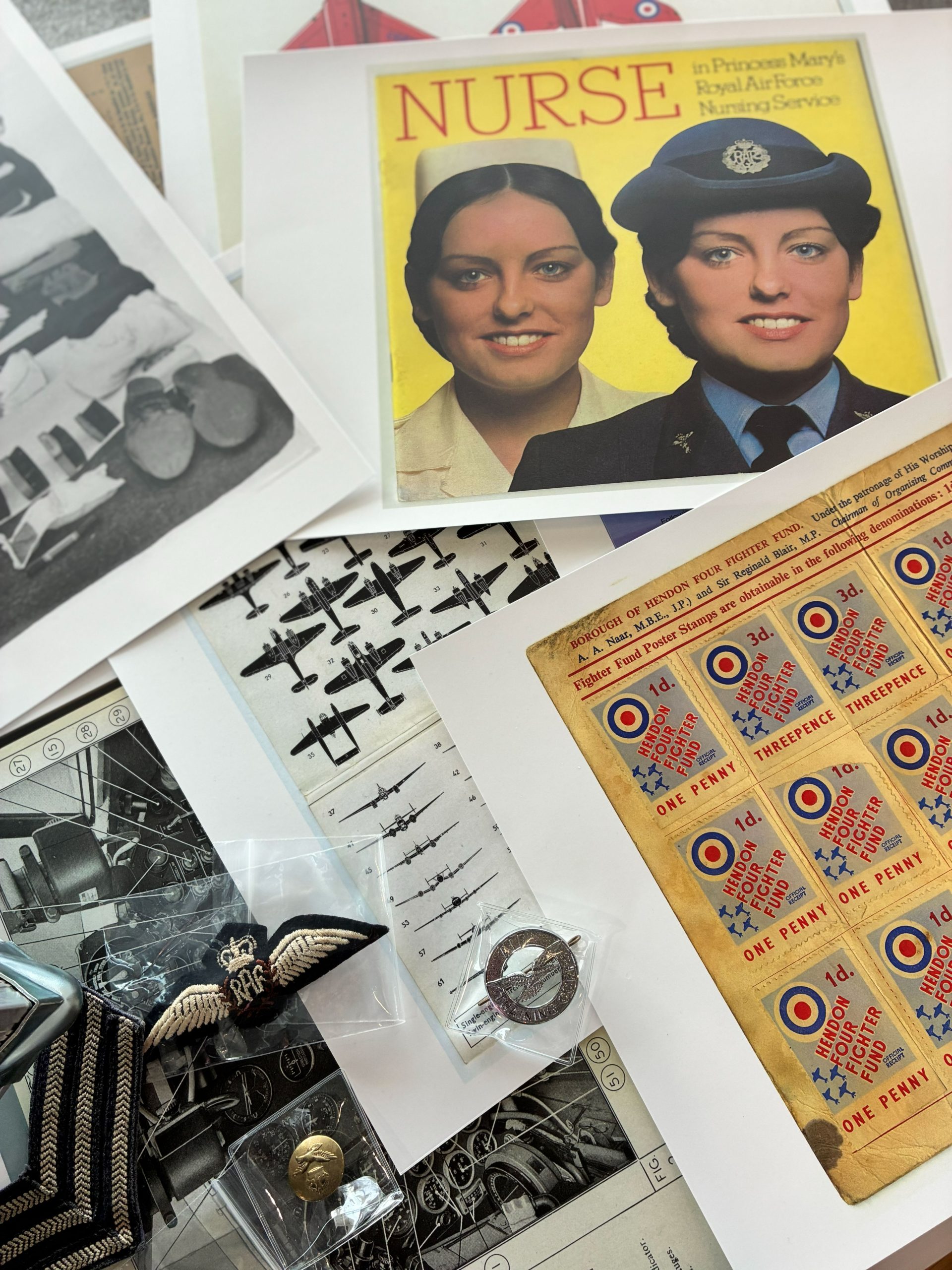 A selection of items from within the RAF Museum's memory case