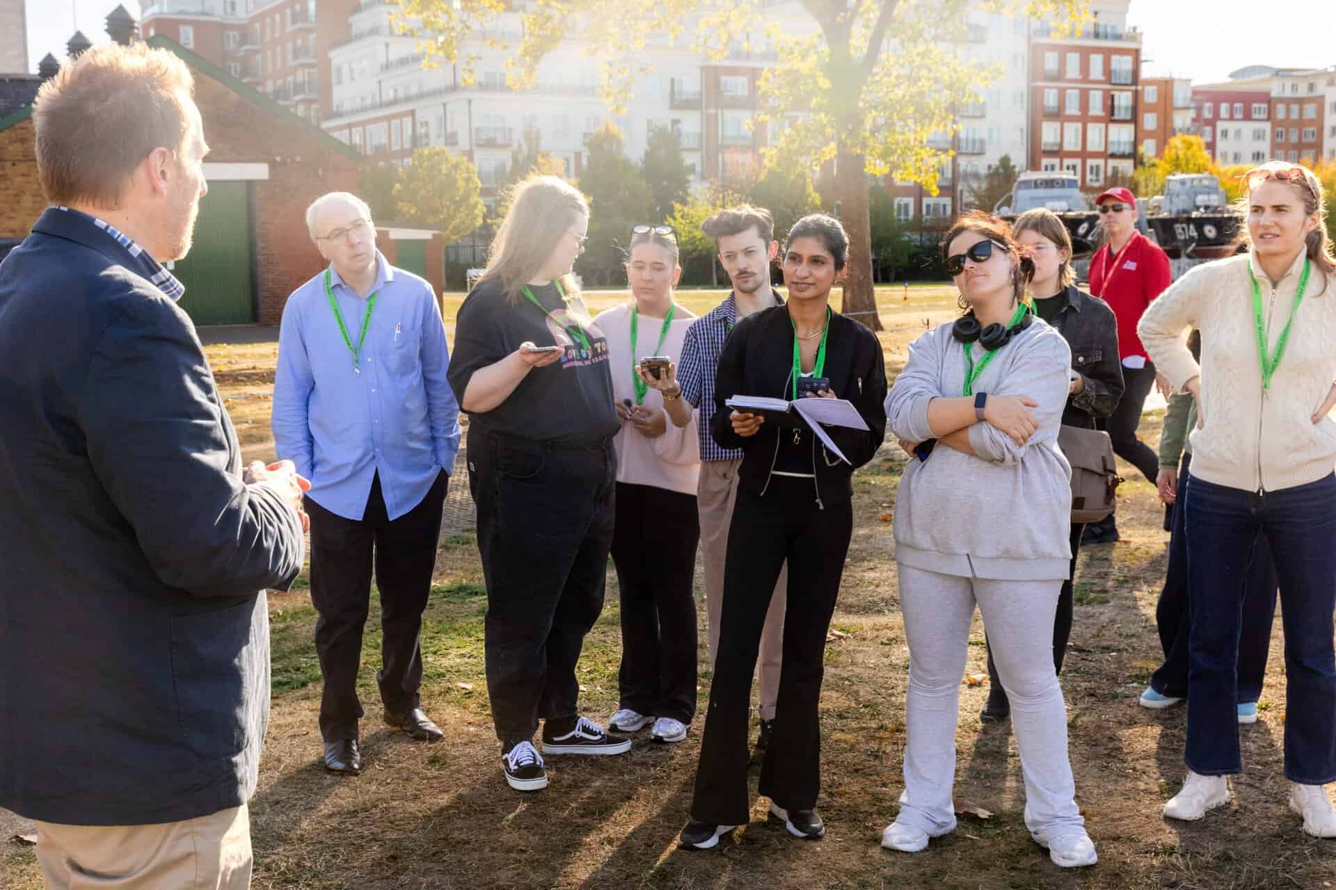 Students from Middlesex University acting as members of the media