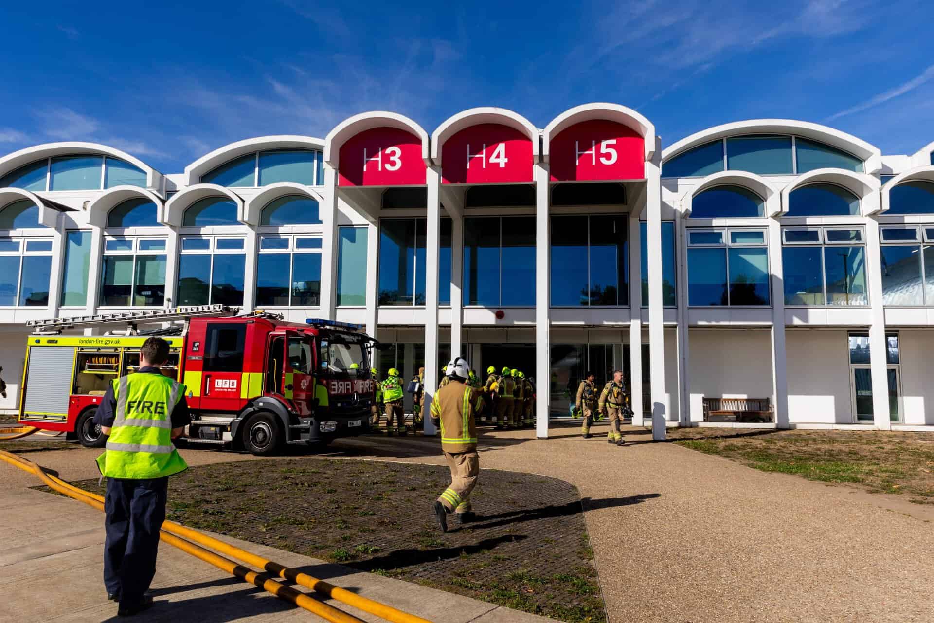 A London Fire Brigade Engine Outside of Hangars 3,4,5